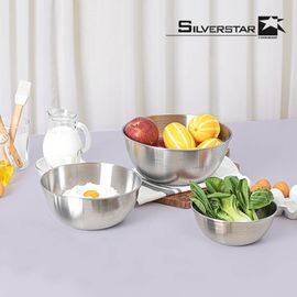 [SILVERSTAR] Stainless Steel Mixing Bowl Set(Excluding the lid) – Durable, Stain & Odor Resistant, Built-In Measuring Scale, No-Spill Water Nozzle Design - Made in Korea